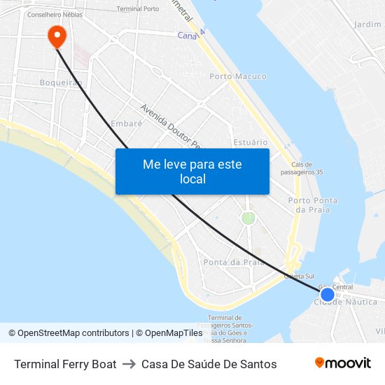 Terminal Ferry Boat to Casa De Saúde De Santos map