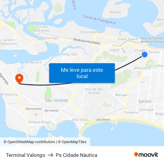 Terminal Valongo to Ps Cidade Náutica map