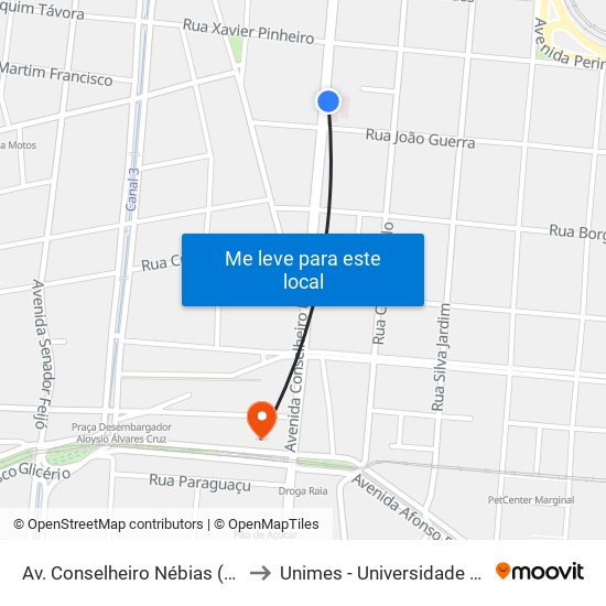 Av. Conselheiro Nébias (Hospital Dos Estivadores) to Unimes - Universidade Metropolitana De Santos map