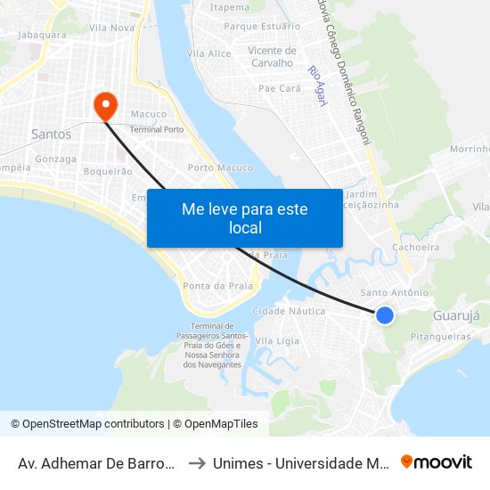 Av. Adhemar De Barros X Rua Dos Gerânios to Unimes - Universidade Metropolitana De Santos map