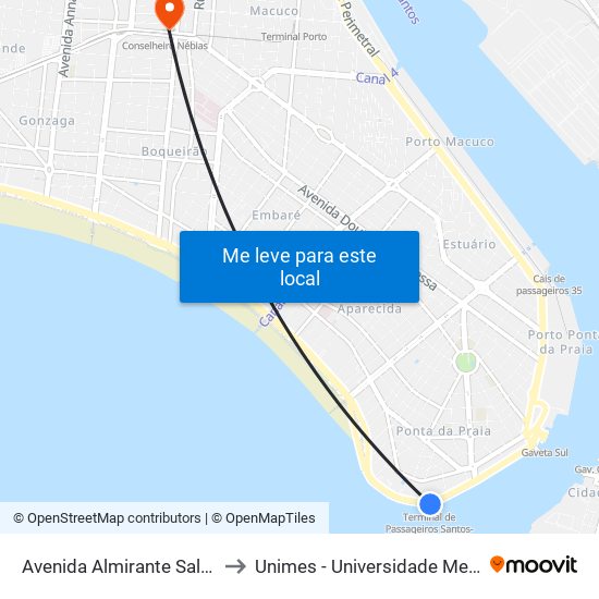 Avenida Almirante Saldanha Da Gama, 63 to Unimes - Universidade Metropolitana De Santos map