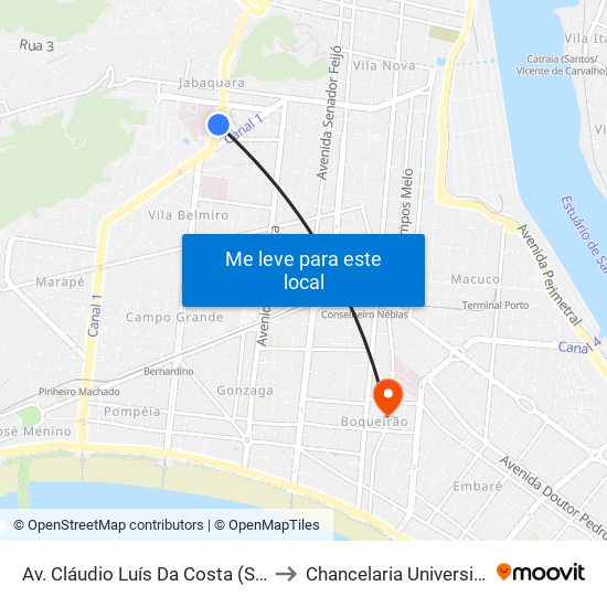 Av. Cláudio Luís Da Costa (Santa Casa/Mc Donald'S) to Chancelaria Universidade Santa Cecília map