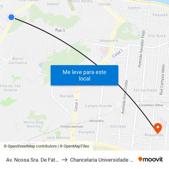 Av. Nossa Sra. De Fátima (Sesi) to Chancelaria Universidade Santa Cecília map