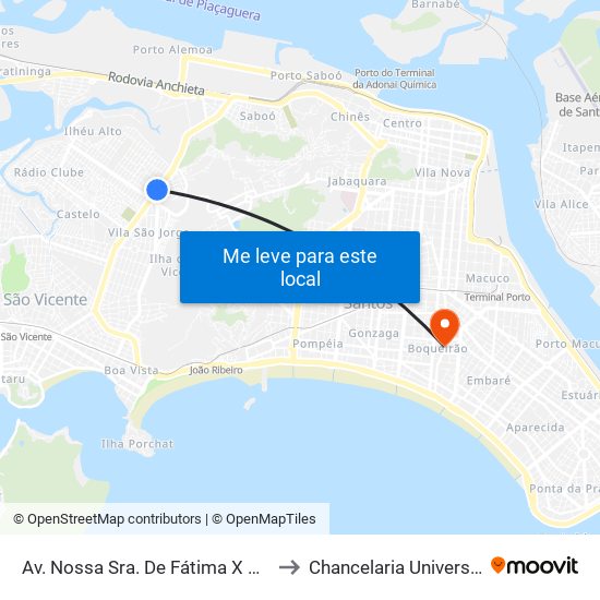Av. Nossa Sra. De Fátima X Rua Viriato Corrêa Da Costa to Chancelaria Universidade Santa Cecília map