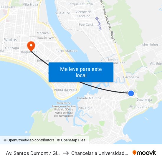 Av. Santos Dumont / Ginásio Guaibê to Chancelaria Universidade Santa Cecília map