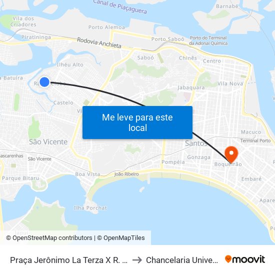 Praça Jerônimo La Terza X R. Governador Roberto Da Silveira to Chancelaria Universidade Santa Cecília map