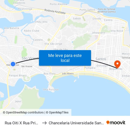 Rua Oiti X Rua Primavera to Chancelaria Universidade Santa Cecília map