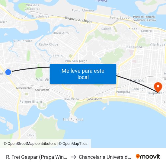 R. Frei Gaspar (Praça Winston Churchil/Krill) to Chancelaria Universidade Santa Cecília map