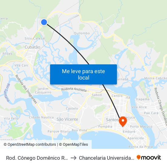 Rod. Cônego Domênico Rangoni (Braskem) to Chancelaria Universidade Santa Cecília map