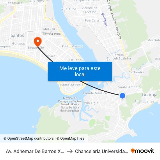 Av. Adhemar De Barros X Av. Dos Miosótis to Chancelaria Universidade Santa Cecília map