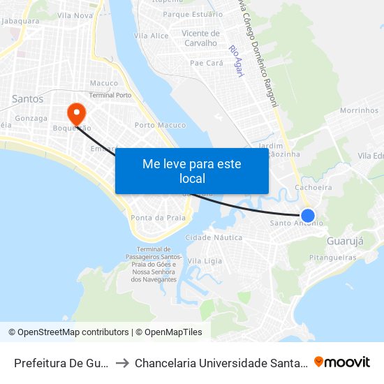 Prefeitura De Guarujá to Chancelaria Universidade Santa Cecília map