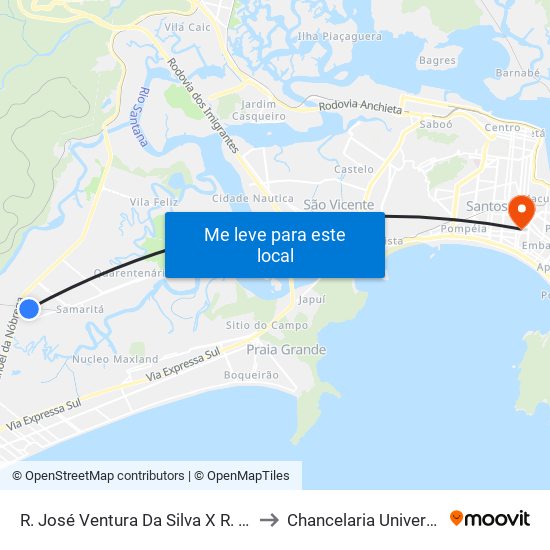 R. José Ventura Da Silva X R. Ubirajara Barroso De Oliveira to Chancelaria Universidade Santa Cecília map