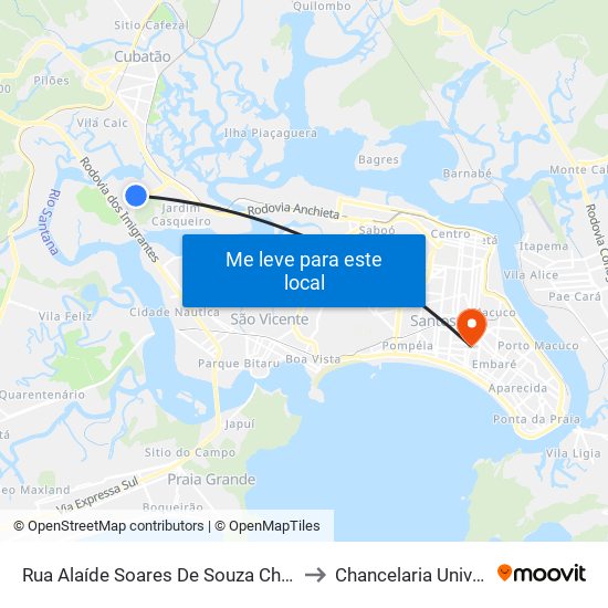 Rua Alaíde Soares De Souza Chaves (Praça Elenilson Da Silva Santos) to Chancelaria Universidade Santa Cecília map