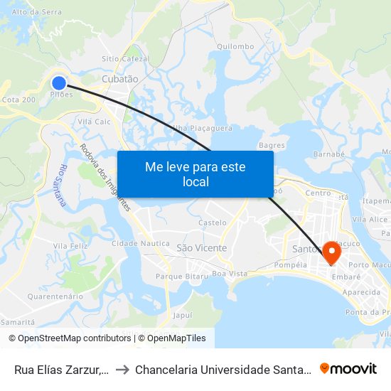 Rua Elías Zarzur, 191 to Chancelaria Universidade Santa Cecília map