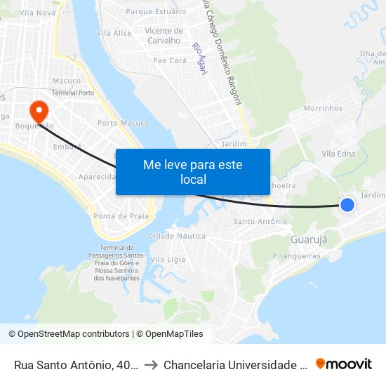 Rua Santo Antônio, 40 (Vila Júlia) to Chancelaria Universidade Santa Cecília map