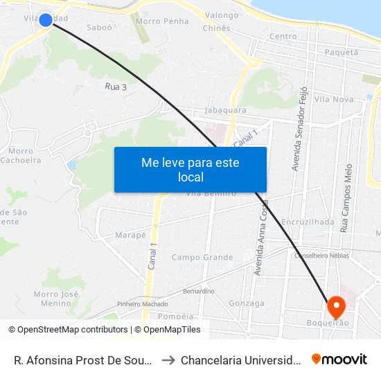 R. Afonsina Prost De Souza X R. Santa Maria to Chancelaria Universidade Santa Cecília map