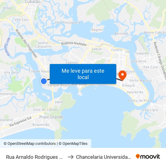 Rua Arnaldo Rodrigues X Rua Luiz Gama to Chancelaria Universidade Santa Cecília map