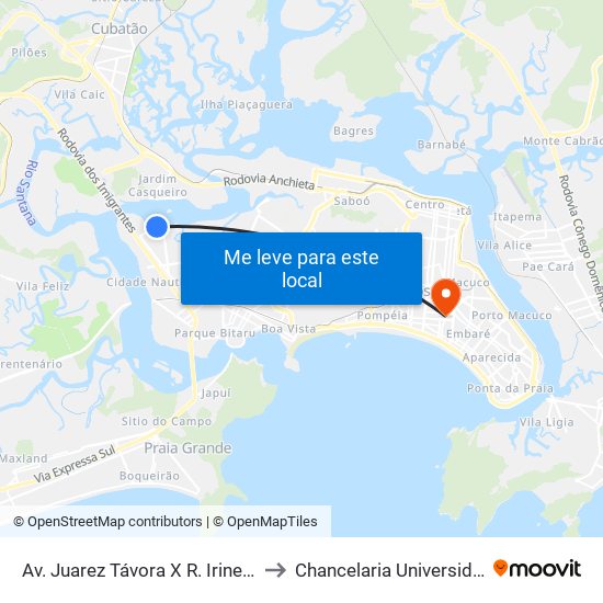 Av. Juarez Távora X R. Irineu Abilheira De Castro to Chancelaria Universidade Santa Cecília map