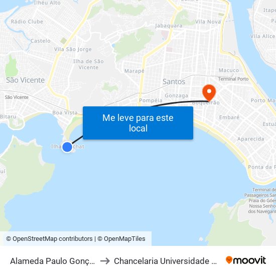 Alameda Paulo Gonçalves, 558 to Chancelaria Universidade Santa Cecília map