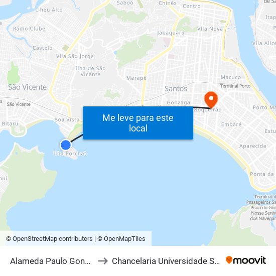 Alameda Paulo Gonçalves, 63 to Chancelaria Universidade Santa Cecília map