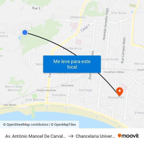 Av. Antônio Manoel De Carvalho (Esporte Clube Juventude) to Chancelaria Universidade Santa Cecília map