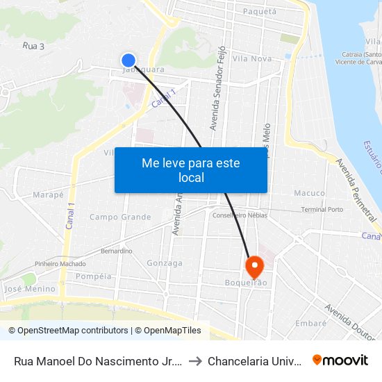 Rua Manoel Do Nascimento Jr. (Ume Candinha Ribeiro Mendonça) to Chancelaria Universidade Santa Cecília map