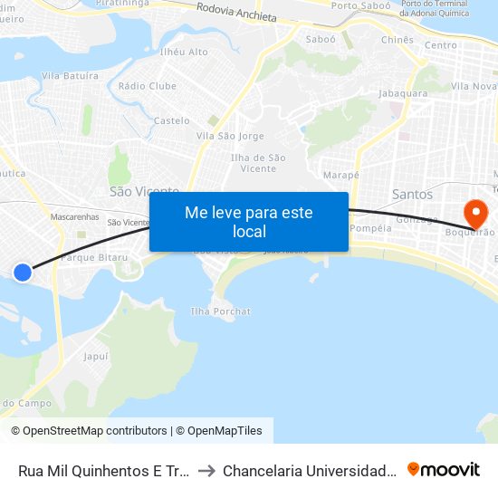 Rua Mil Quinhentos E Trinta E Três, 12 to Chancelaria Universidade Santa Cecília map