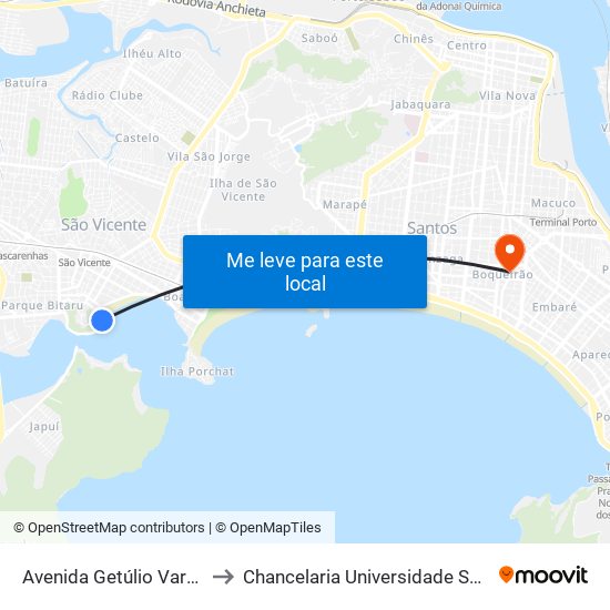 Avenida Getúlio Vargas, 152 to Chancelaria Universidade Santa Cecília map