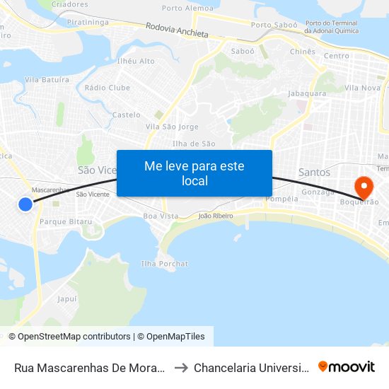 Rua Mascarenhas De Moraes X Av. Nações Unidas to Chancelaria Universidade Santa Cecília map