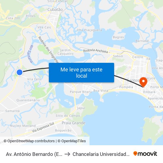 Av. Antônio Bernardo (Extra Humaitá) to Chancelaria Universidade Santa Cecília map