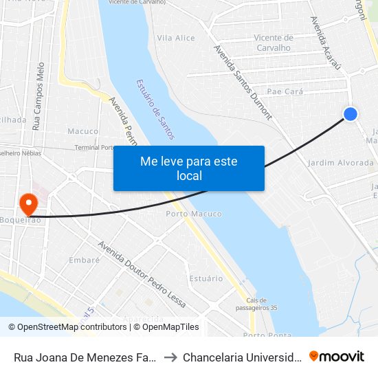 Rua Joana De Menezes Faro X Av. Mario Daige to Chancelaria Universidade Santa Cecília map