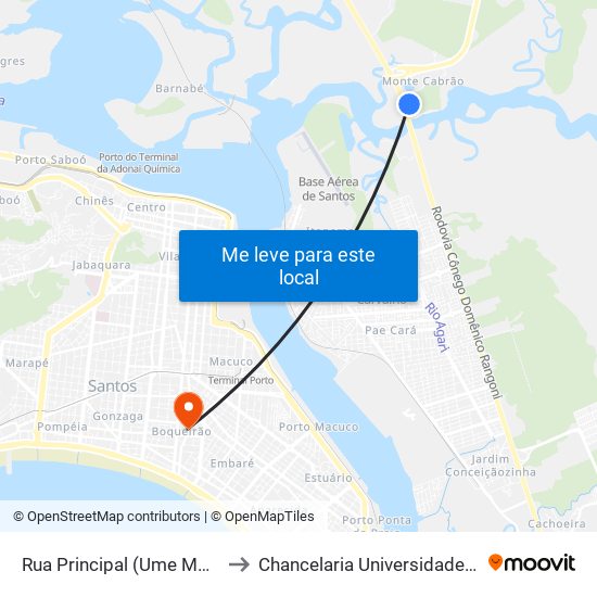 Rua Principal (Ume Monte Cabrão) to Chancelaria Universidade Santa Cecília map