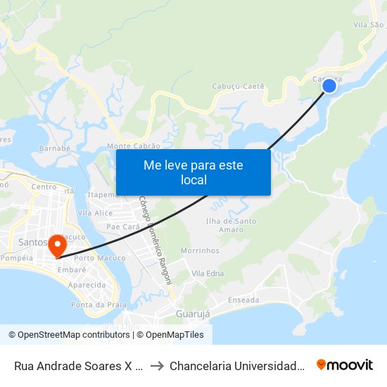 Rua Andrade Soares X Rua Tamoios to Chancelaria Universidade Santa Cecília map