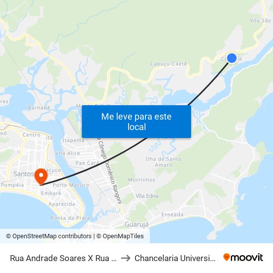 Rua Andrade Soares X Rua Caramuru Do Caruara to Chancelaria Universidade Santa Cecília map