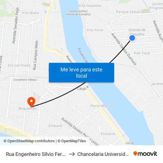 Rua Engenheiro Sílvio Fernandes Lopes, 321 to Chancelaria Universidade Santa Cecília map