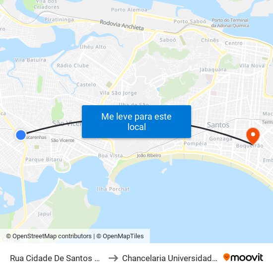 Rua Cidade De Santos X Rua Montese to Chancelaria Universidade Santa Cecília map