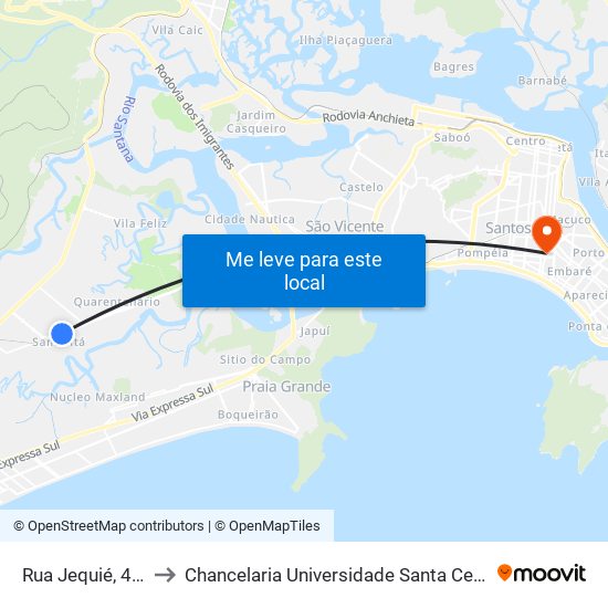 Rua Jequié, 414 to Chancelaria Universidade Santa Cecília map