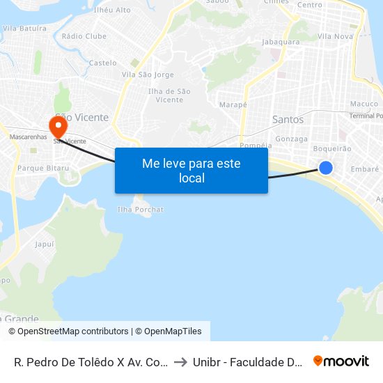 R. Pedro De Tolêdo X Av. Conselheiro Nébias to Unibr - Faculdade De São Vicente map