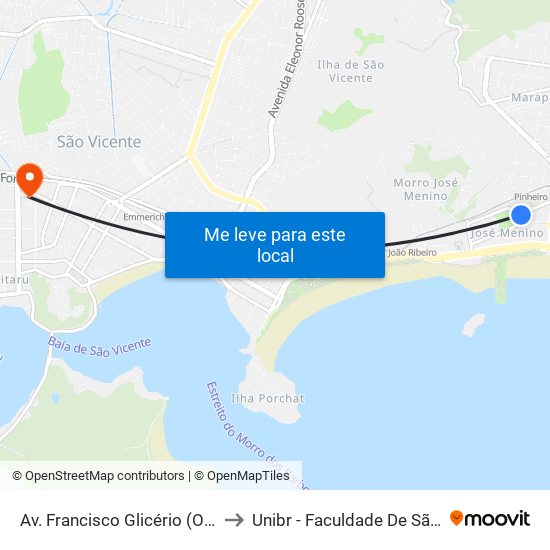 Av. Francisco Glicério (Orquidário) to Unibr - Faculdade De São Vicente map