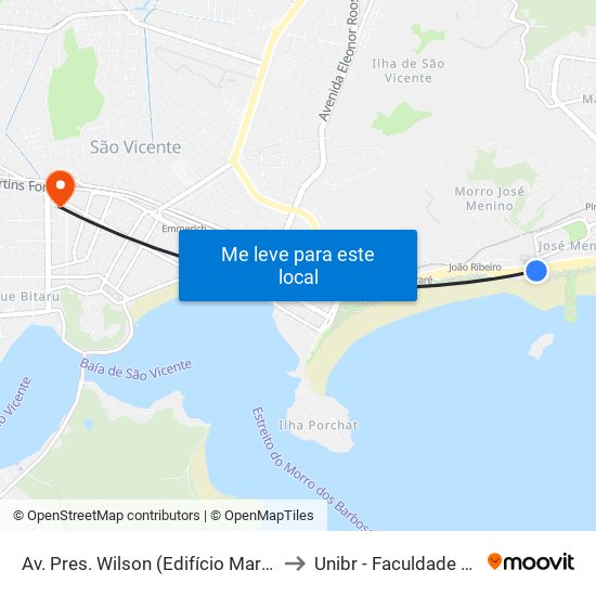 Av. Pres. Wilson (Edifício Marambaia/Igreja Peniel) to Unibr - Faculdade De São Vicente map