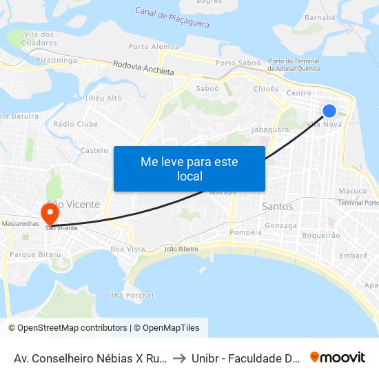 Av. Conselheiro Nébias X Rua Amador Bueno to Unibr - Faculdade De São Vicente map