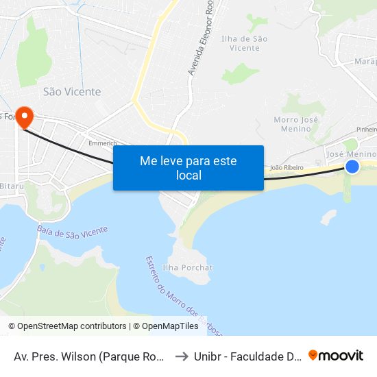 Av. Pres. Wilson (Parque Roberto Mário Santini) to Unibr - Faculdade De São Vicente map