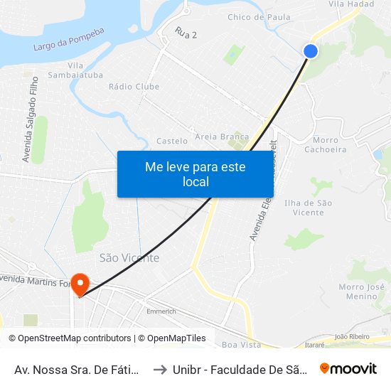 Av. Nossa Sra. De Fátima (Sesi) to Unibr - Faculdade De São Vicente map