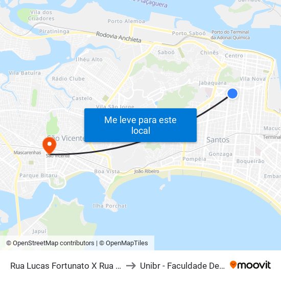 Rua Lucas Fortunato X Rua Júlio Conceição to Unibr - Faculdade De São Vicente map