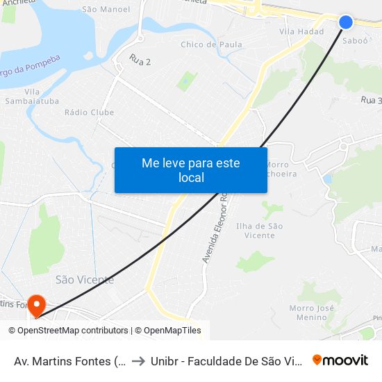 Av. Martins Fontes (Iml) to Unibr - Faculdade De São Vicente map