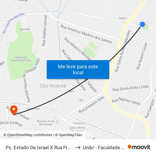 Pç. Estado De Israel X Rua Francisco Da Costa Pires to Unibr - Faculdade De São Vicente map