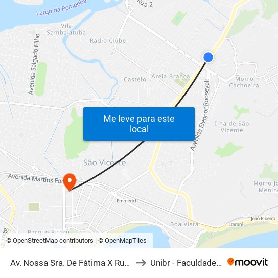 Av. Nossa Sra. De Fátima X Rua Viriato Corrêa Da Costa to Unibr - Faculdade De São Vicente map