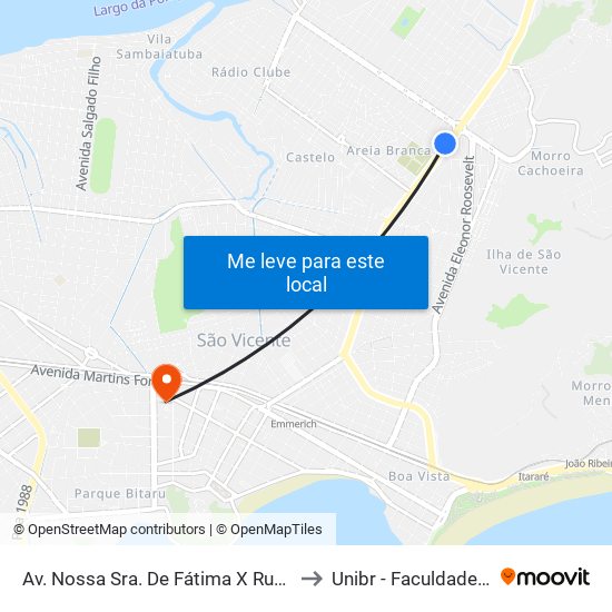 Av. Nossa Sra. De Fátima X Rua Francisco De Domênico to Unibr - Faculdade De São Vicente map