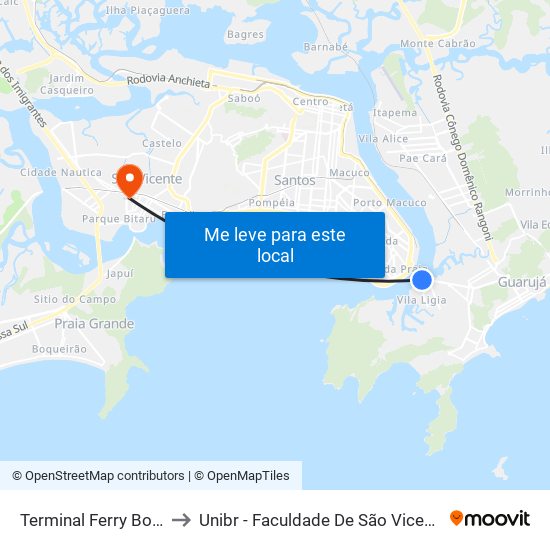 Terminal Ferry Boat to Unibr - Faculdade De São Vicente map