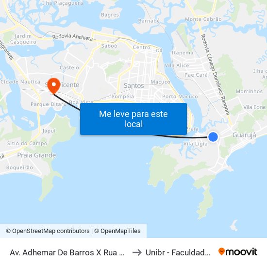 Av. Adhemar De Barros X Rua Antonio Miguel Dos Santos to Unibr - Faculdade De São Vicente map